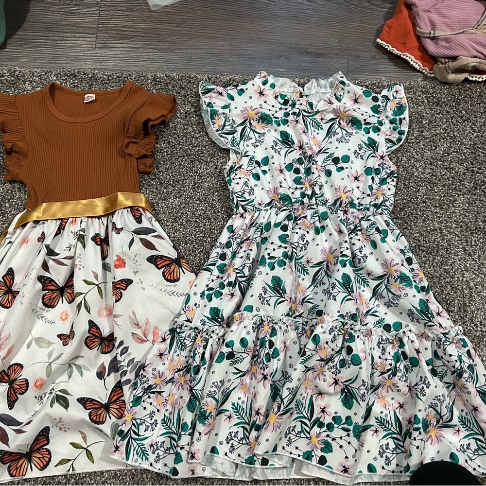 Girls White Floral Ruffle Dress - Cute Spring/Summer Style
